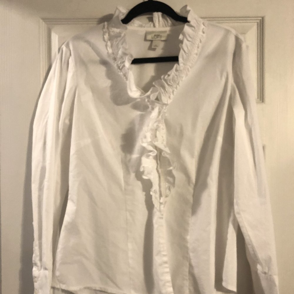 Ann Taylor Loft blouse with ruffle trim